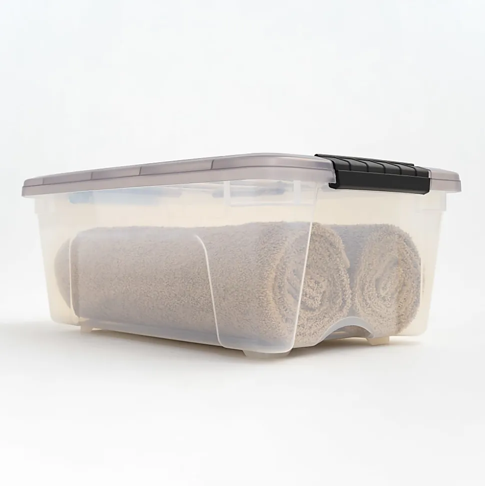 Iris® Stack & Pull™ Storage Boxes, 3.14 Gallon, Clear/Gray, Set Of 8 Boxes