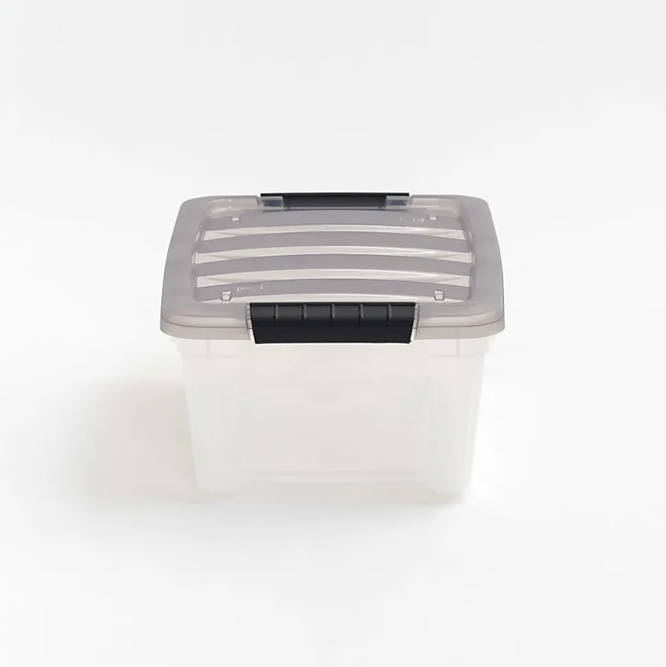 Iris® Stack & Pull™ Storage Boxes, 3.14 Gallon, Clear/Gray, Set Of 8 Boxes