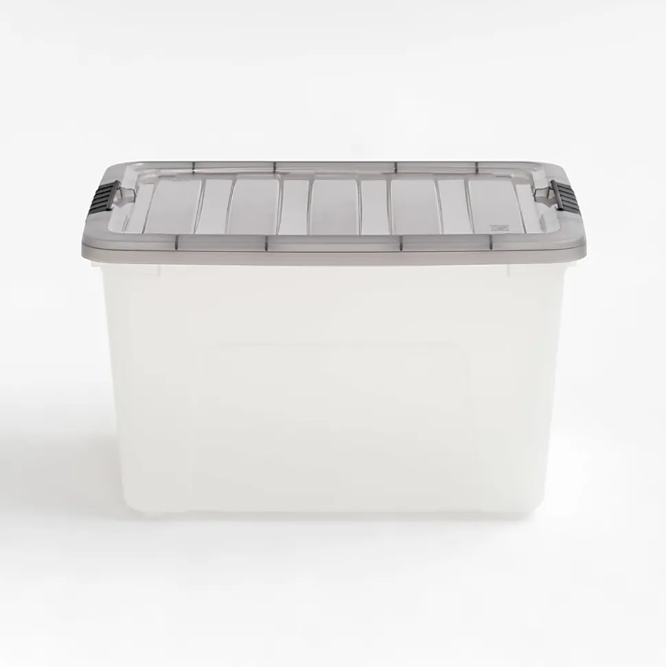 Iris® Stack & Pull™ Storage Boxes, 10 Gallon, Clear/Gray, Set Of 5 Boxes