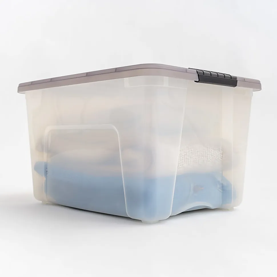 Iris® Stack & Pull™ Storage Boxes, 10 Gallon, Clear/Gray, Set Of 5 Boxes