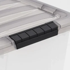 Iris® Stack & Pull™ Storage Boxes, 10 Gallon, Clear/Gray, Set Of 5 Boxes