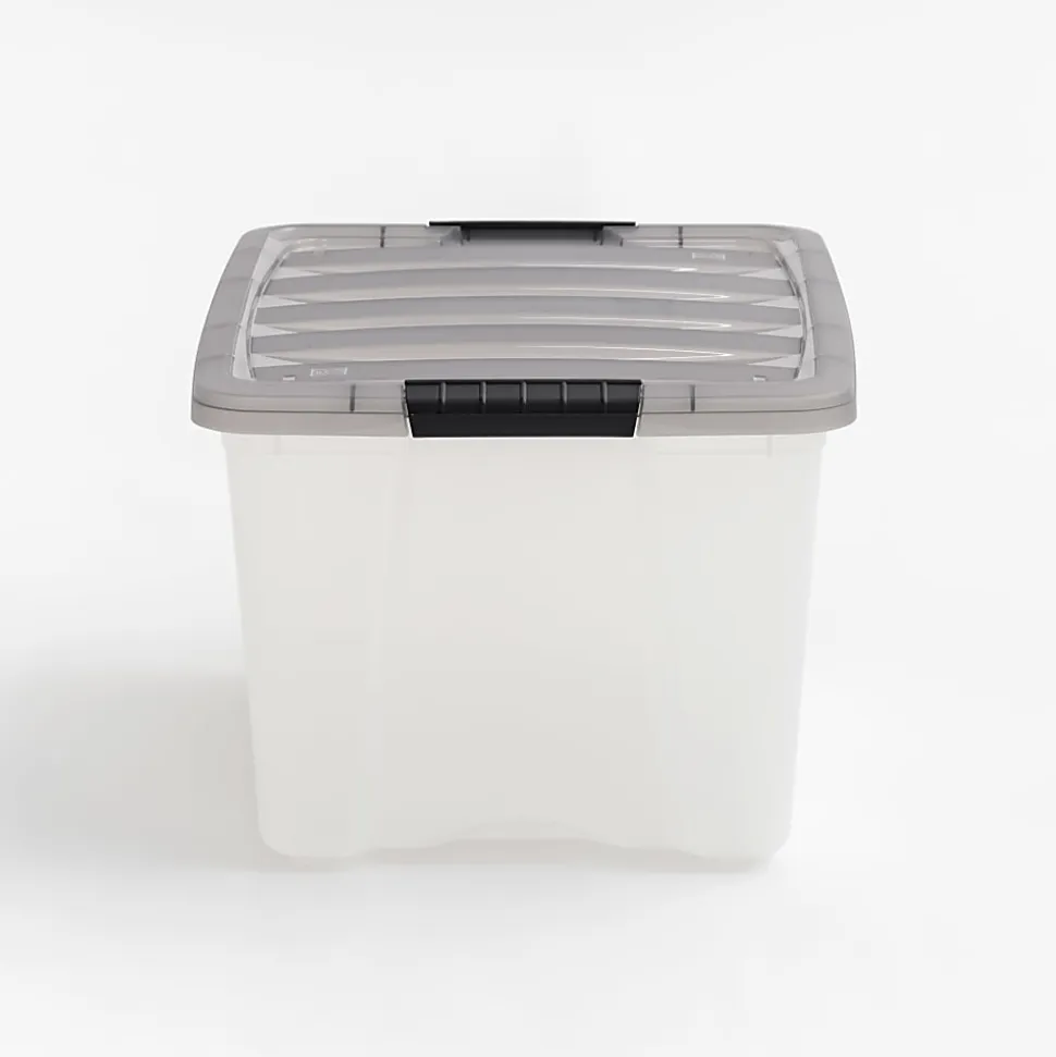 Iris® Stack & Pull™ Storage Boxes, 10 Gallon, Clear/Gray, Set Of 5 Boxes