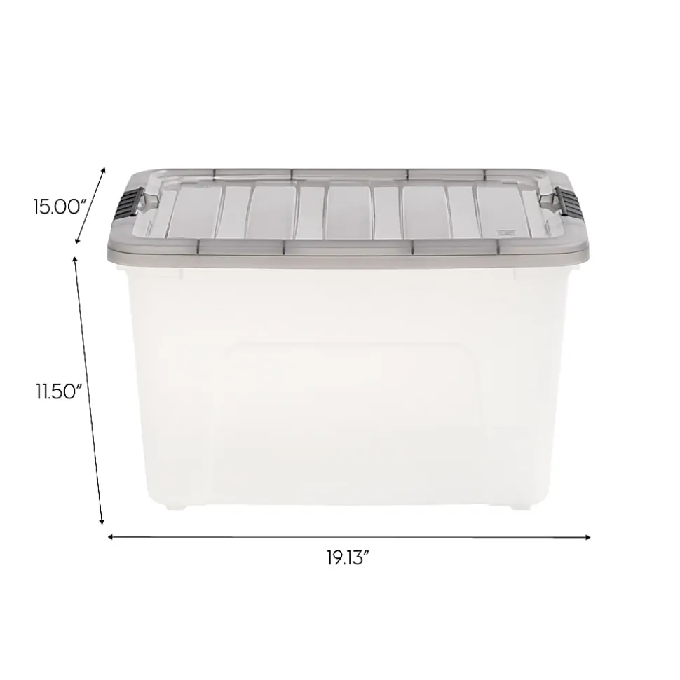 Iris® Stack & Pull™ Storage Boxes, 10 Gallon, Clear/Gray, Set Of 5 Boxes