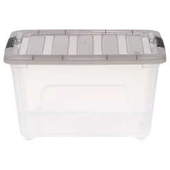 Iris® Stack & Pull™ Storage Box, 8 Gallon, Clear/Gray