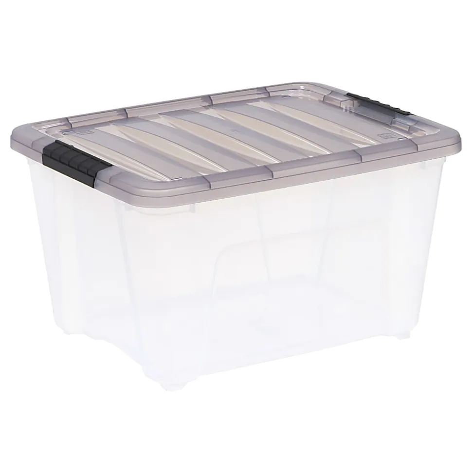 Iris® Stack & Pull™ Storage Box, 8 Gallon, Clear/Gray