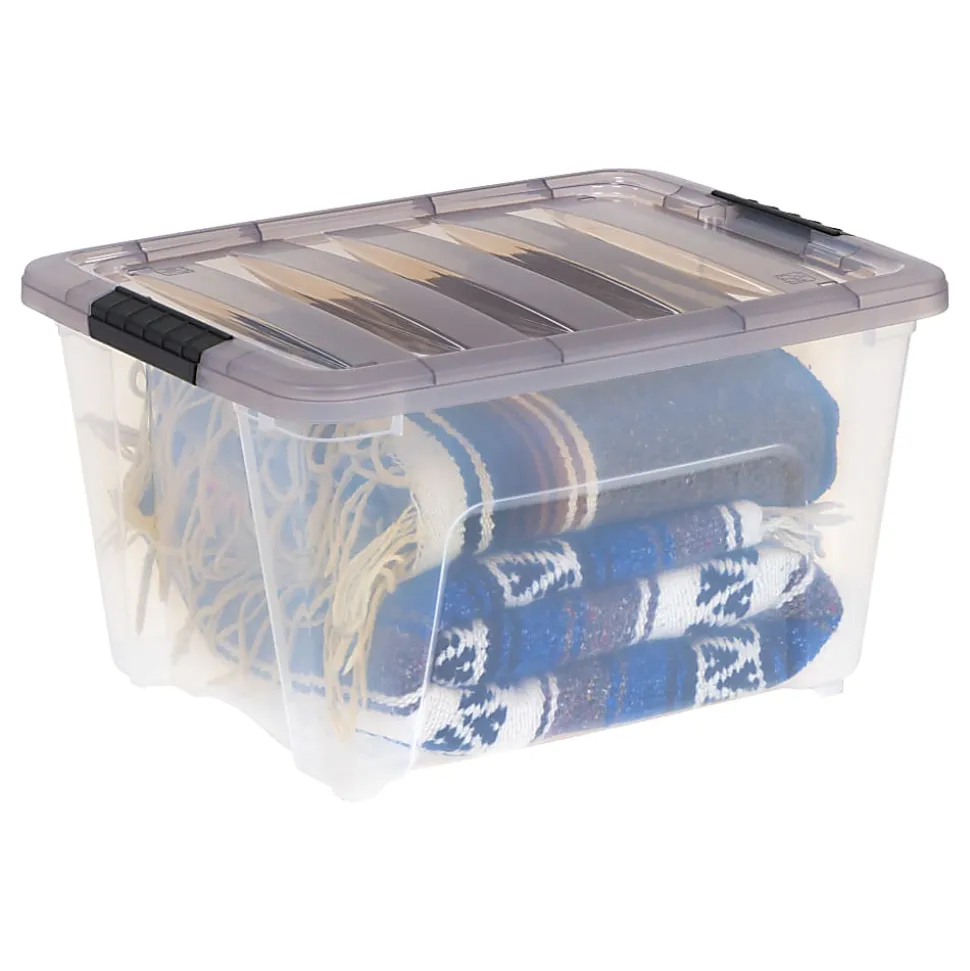 Iris® Stack & Pull™ Storage Box, 8 Gallon, Clear/Gray