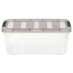 Iris® Stack & Pull™ Storage Box, 3.14 Gallon, Clear/Gray