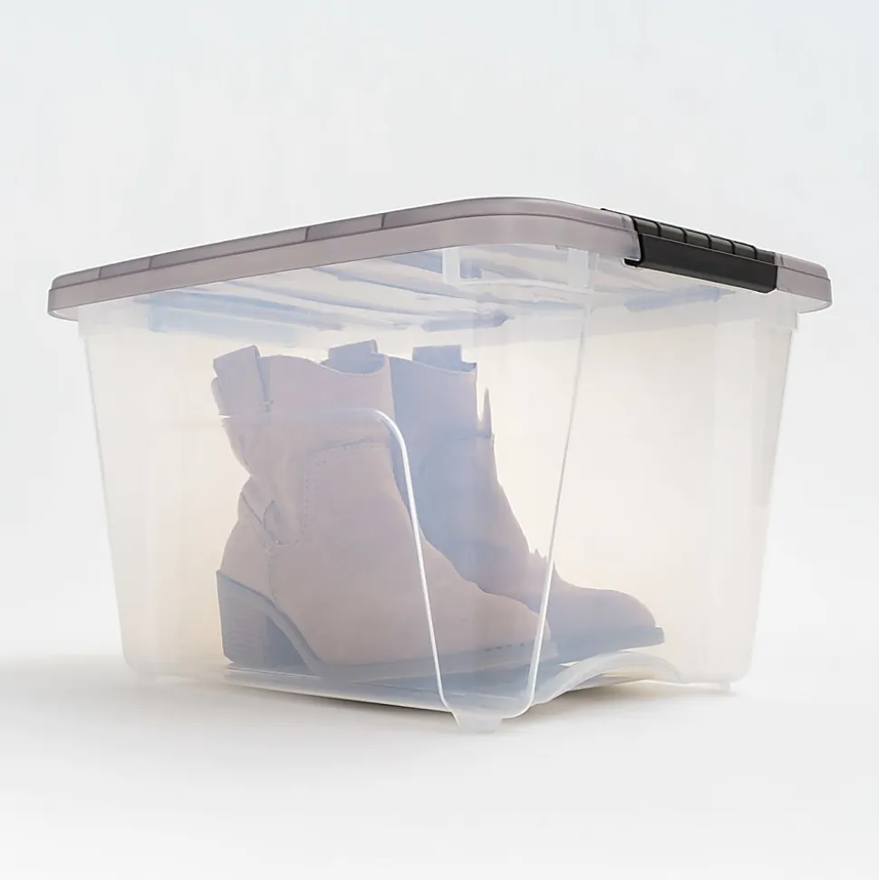 Iris® Stack & Pull™ Storage Box, 4.75 Gallon, Clear/Gray