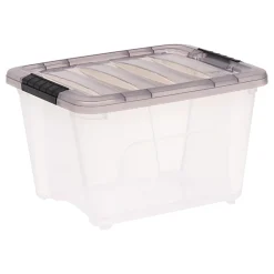 Iris® Stack & Pull™ Storage Box, 4.75 Gallon, Clear/Gray