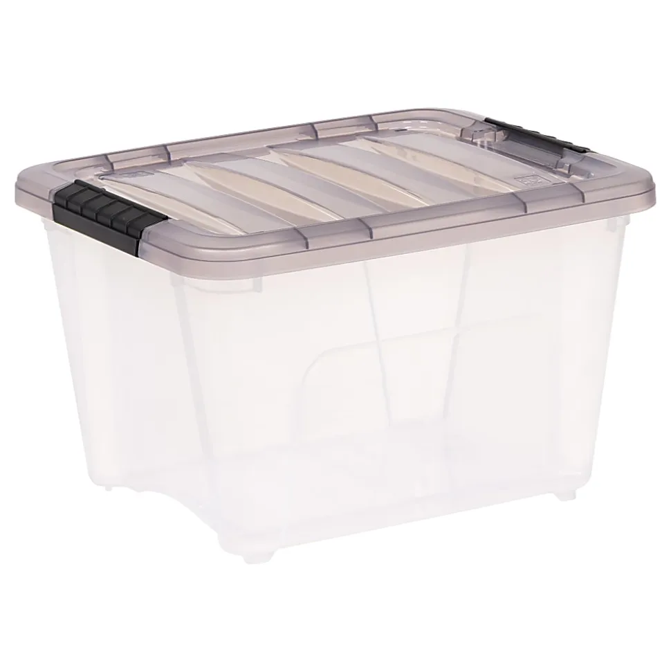 Iris® Stack & Pull™ Storage Box, 4.75 Gallon, Clear/Gray