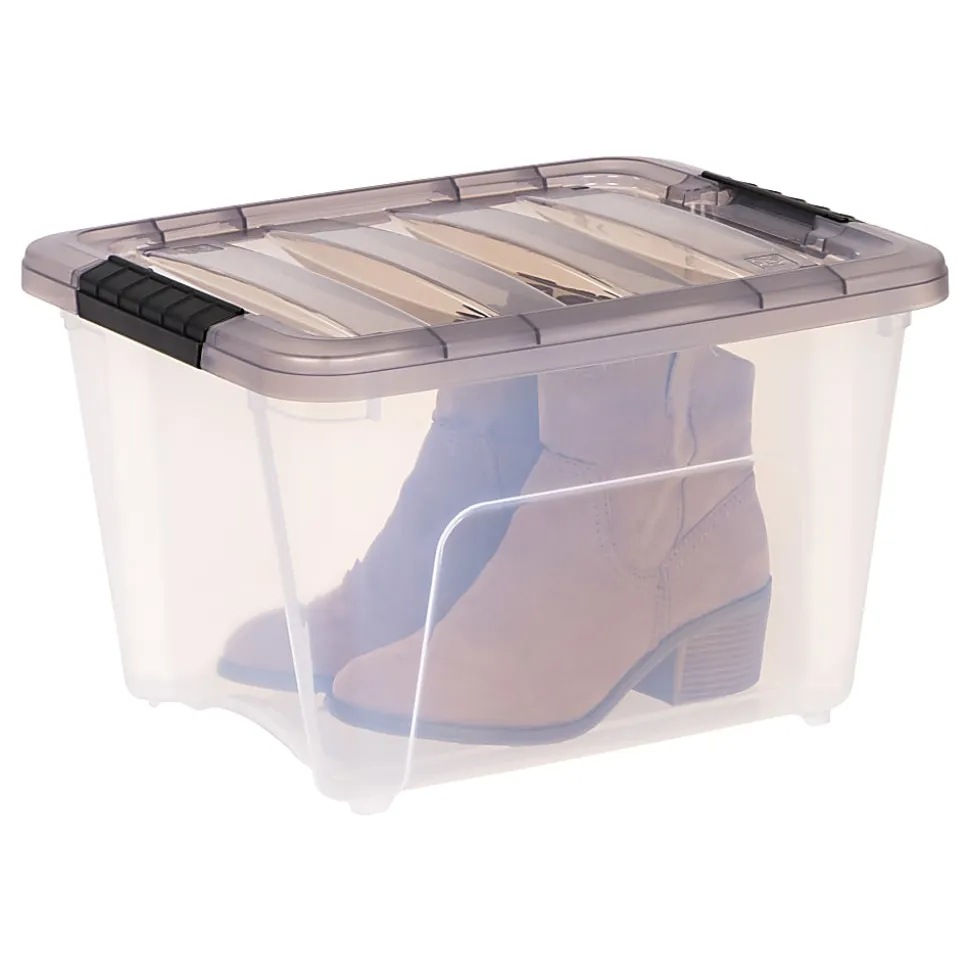 Iris® Stack & Pull™ Storage Box, 4.75 Gallon, Clear/Gray