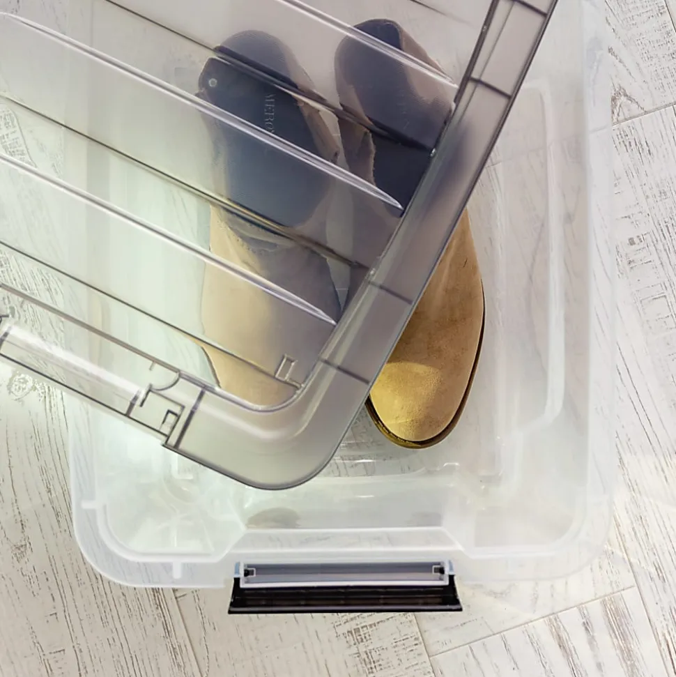Iris® Stack & Pull™ Storage Box, 4.75 Gallon, Clear/Gray