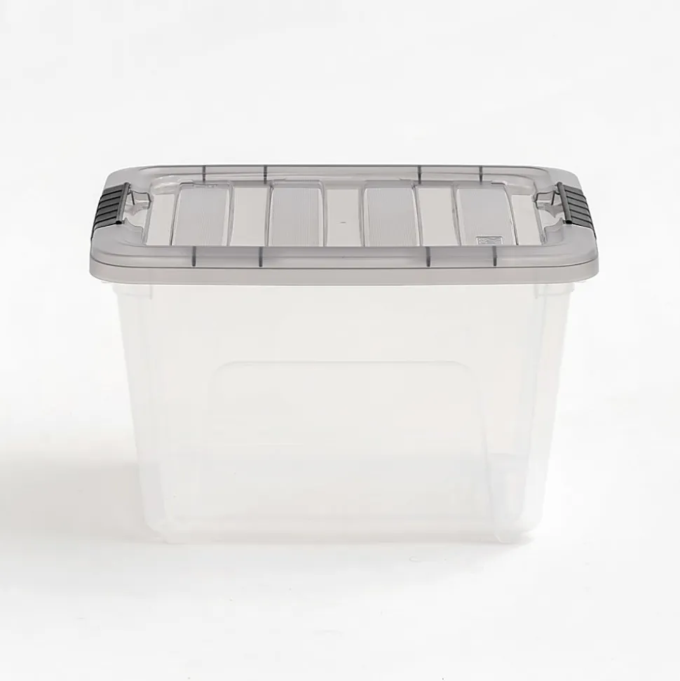 Iris® Stack & Pull™ Storage Box, 4.75 Gallon, Clear/Gray