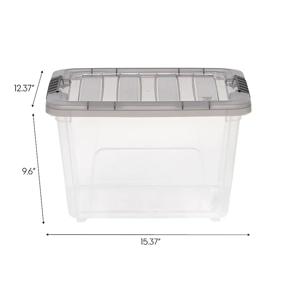 Iris® Stack & Pull™ Storage Box, 4.75 Gallon, Clear/Gray