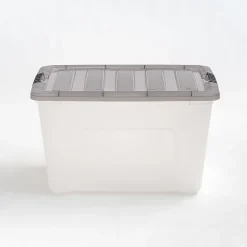 Iris® Stack & Pull™ Storage Box, 13.4 Gallon, Clear/Gray