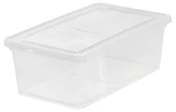Iris Storage Boxes With Lids, 4-15/16”H x 8-1/4”W x 14-1/4”D, Clear, 18 pack