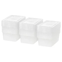 Iris Storage Boxes With Lids, 4-15/16”H x 8-1/4”W x 14-1/4”D, Clear, 18 pack