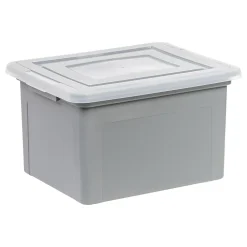 Iris USA® File Boxes, 35 Qt, 28-15/16”L x 21”W x 17-11/16”H, Gray, Pack Of 3 Boxes