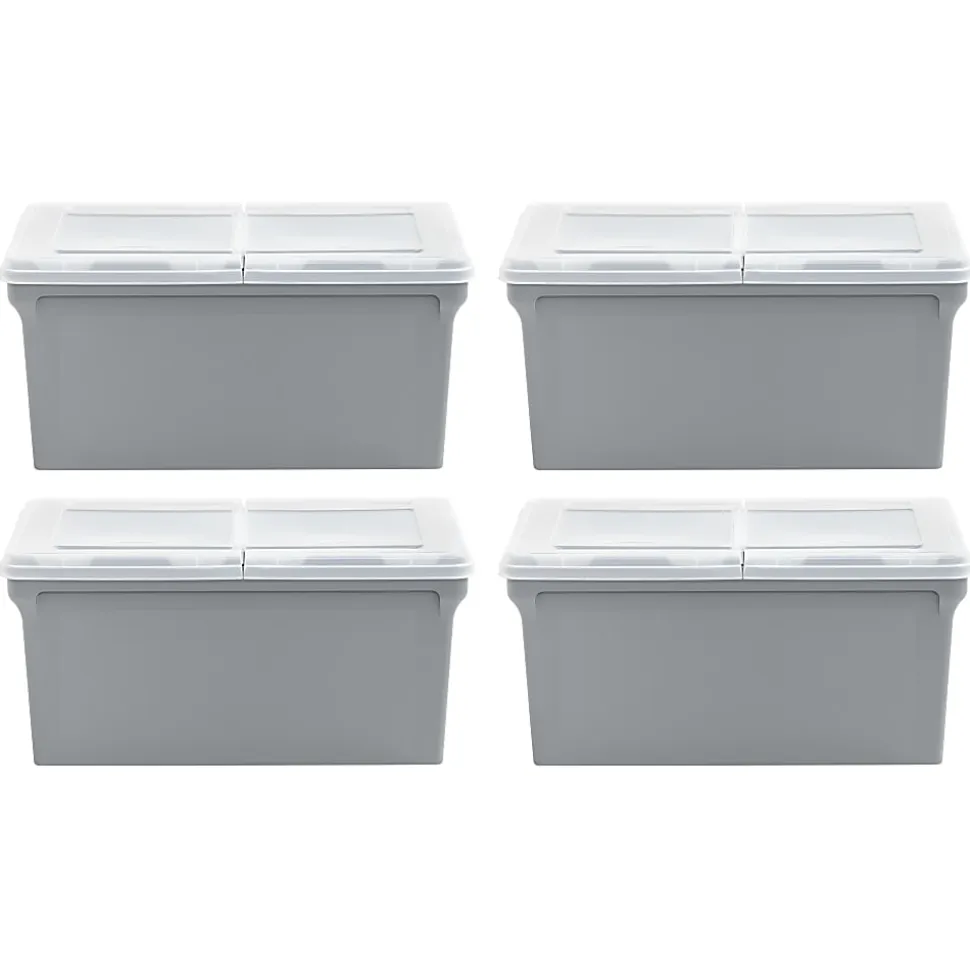 Iris USA® File Boxes, 44 Qt, 31-1/2”L x 17-5/16”W x 13”H, Gray, Pack Of 4 Boxes