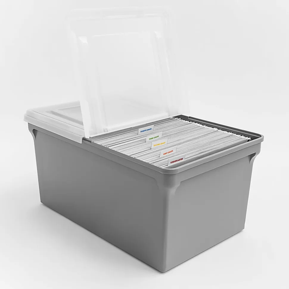 Iris USA® File Boxes, 44 Qt, 31-1/2”L x 17-5/16”W x 13”H, Gray, Pack Of 4 Boxes