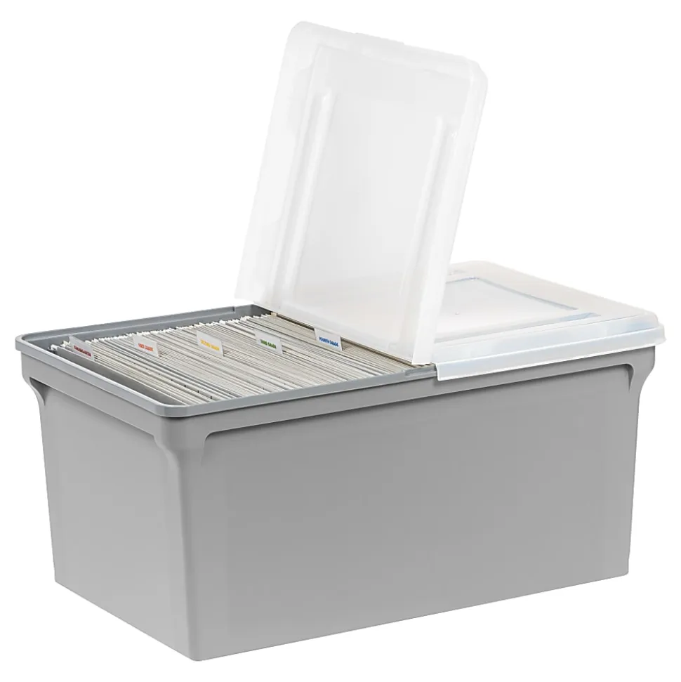 Iris USA® File Boxes, 44 Qt, 31-1/2”L x 17-5/16”W x 13”H, Gray, Pack Of 4 Boxes