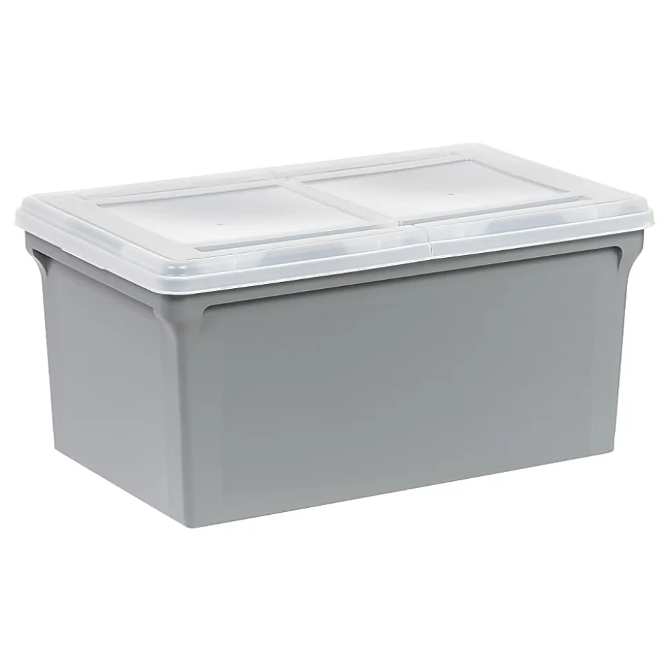 Iris USA® File Boxes, 44 Qt, 31-1/2”L x 17-5/16”W x 13”H, Gray, Pack Of 4 Boxes