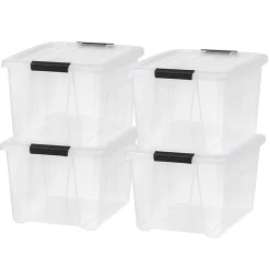 Iris USA® Weathertight Storage Boxes, 32-Quart, 19-1/16”L x 15-3/16”W x 13-1/4”H, Clear, Pack Of 4 Boxes