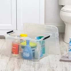 Iris USA® Weathertight Storage Boxes, 32-Quart, 19-1/16”L x 15-3/16”W x 13-1/4”H, Clear, Pack Of 4 Boxes
