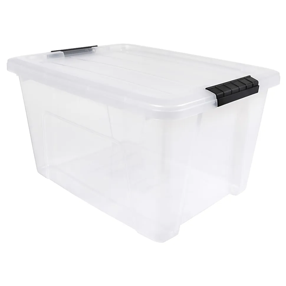 Iris USA® Weathertight Storage Boxes, 32-Quart, 19-1/16”L x 15-3/16”W x 13-1/4”H, Clear, Pack Of 4 Boxes
