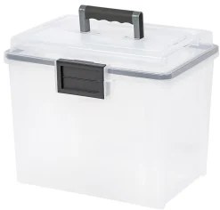 Iris® Weathertight® Mobile Storage File Box, 11 1/2" x 13 3/4" x 10 7/16", Clear