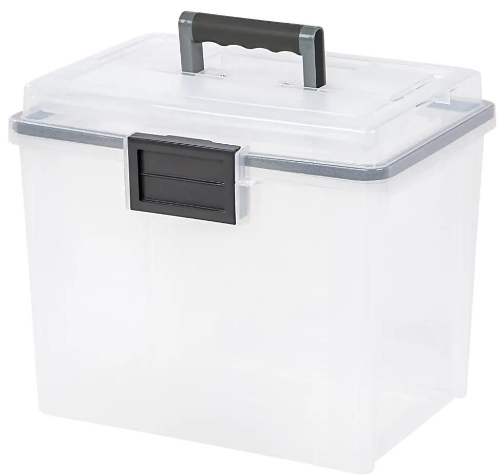 Iris® Weathertight® Mobile Storage File Box, 11 1/2" x 13 3/4" x 10 7/16", Clear