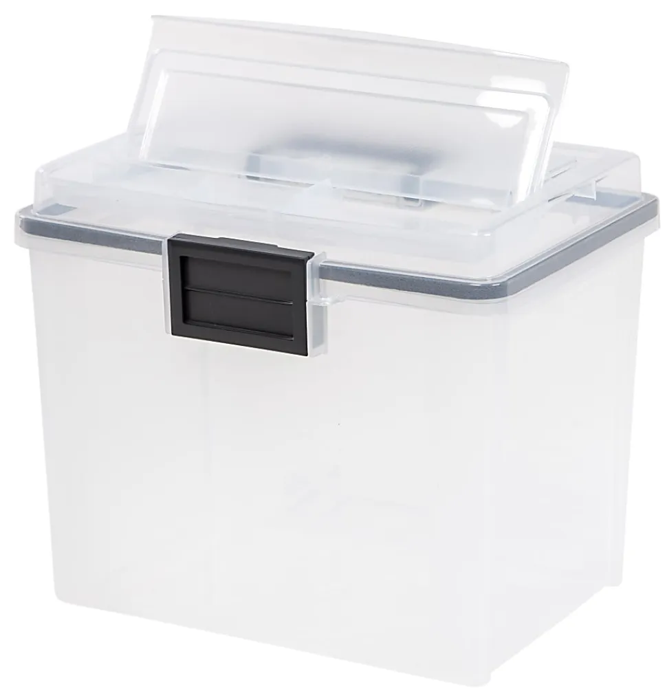 Iris® Weathertight® Mobile Storage File Box, 11 1/2" x 13 3/4" x 10 7/16", Clear