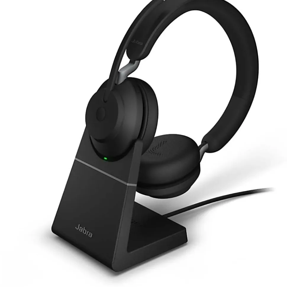 Jabra Evolve2 65 Headset With Charging Stand - Stereo - USB Type A - Wireless - Bluetooth - Over-the-head - Binaural - Supra-aural - Black
