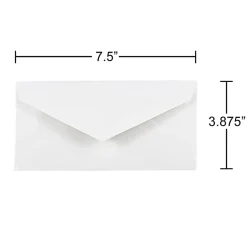 JAM PaperĀ® Booklet Envelopes, #7 3/4 Monarch, Commercial Flap, Gummed Seal, White, Pack Of 25