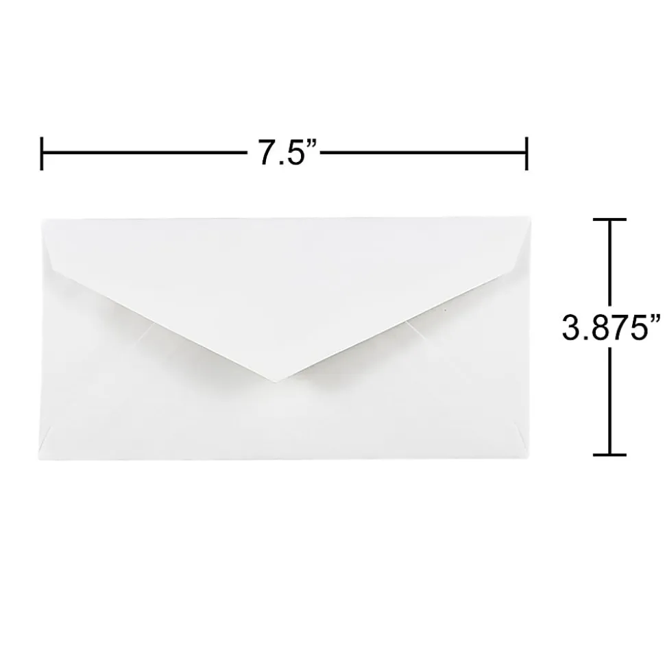 JAM Paper® Booklet Envelopes, #7 3/4 Monarch, Commercial Flap, Gummed Seal, White, Pack Of 25