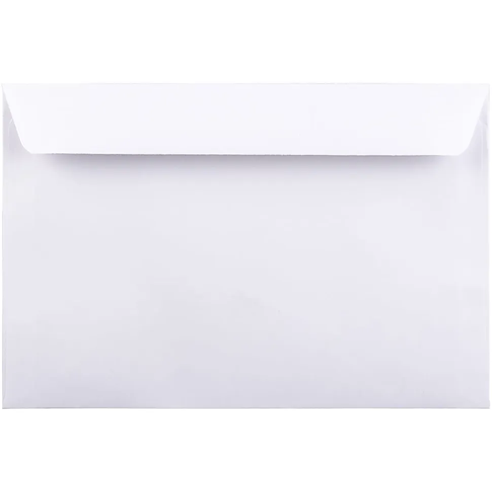JAM Paper® Booklet Envelopes, 6" x 9", Gummed Seal, White, Pack Of 50 Envelopes