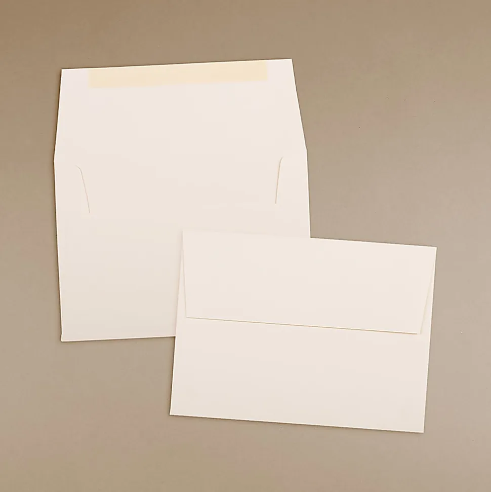 JAM Paper® Booklet Invitation Envelopes, A7, Gummed Seal, Wove Finish, Strathmore Natural White, Pack Of 25