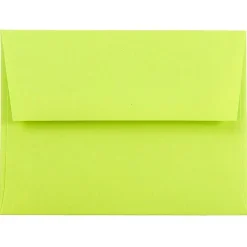 JAM PaperĀ® Booklet Invitation Envelopes, A2, Gummed Seal, Ultra Lime, Pack Of 25
