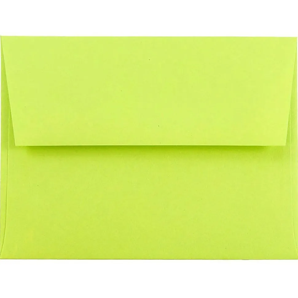 JAM Paper® Booklet Invitation Envelopes, A2, Gummed Seal, Ultra Lime, Pack Of 25