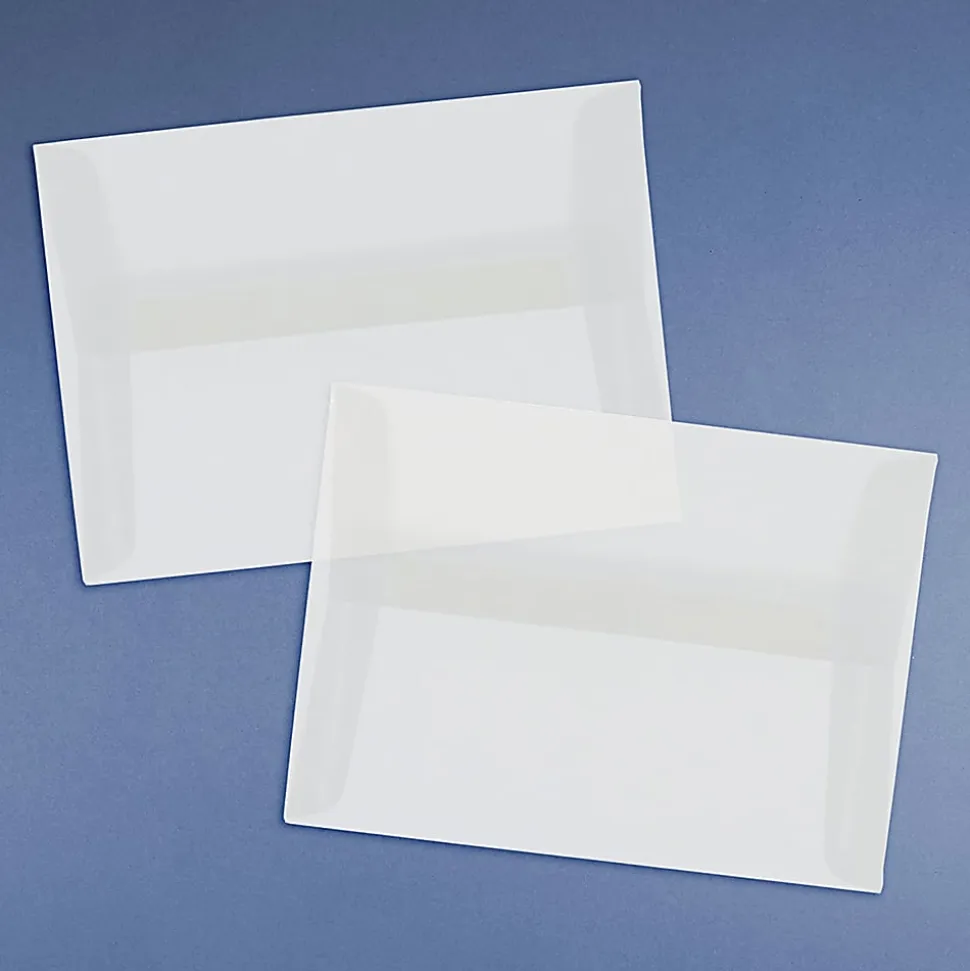 JAM Paper® Booklet Invitation Envelopes, A7, Gummed Seal, Clear Translucent, Pack Of 25