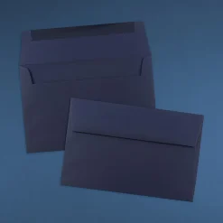 JAM PaperĀ® Booklet Invitation Envelopes, A9, Gummed Seal, Navy Blue, Pack Of 25