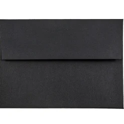 JAM PaperĀ® Booklet Invitation Envelopes, A6, Gummed Seal, 30% Recycled, Black, Pack Of 25