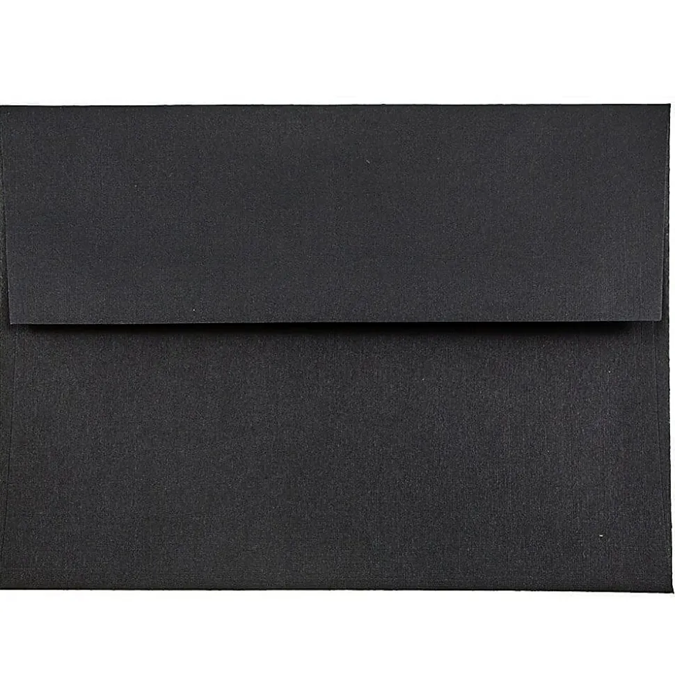 JAM Paper® Booklet Invitation Envelopes, A6, Gummed Seal, 30% Recycled, Black, Pack Of 25