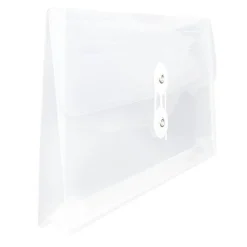 JAM Paper® Booklet Plastic Envelopes, #10, Button & String Closure, Clear, Pack Of 12