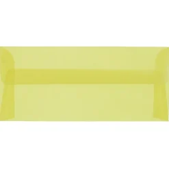 JAM Paper® #10 Business Booklet Envelopes, Translucent, Gummed Closure, Primary Yellow, Pack Of 25