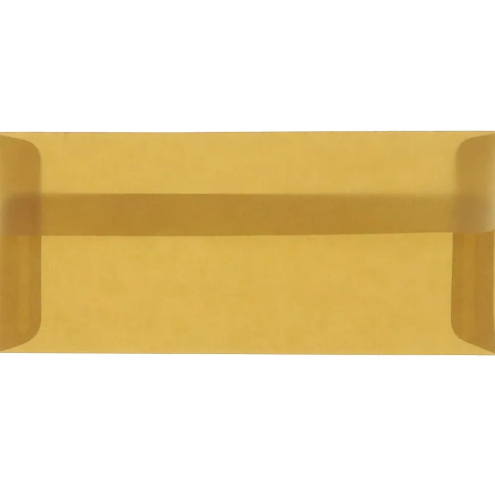JAM Paper® #10 Business Booklet Envelopes, Translucent, Gummed Closure, Earth Brown, Pack Of 25