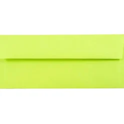 JAM PAPER #10 Business Colored Envelopes, 4 1/8" x 9 1/2", Ultra Lime Green, Pack Of 25