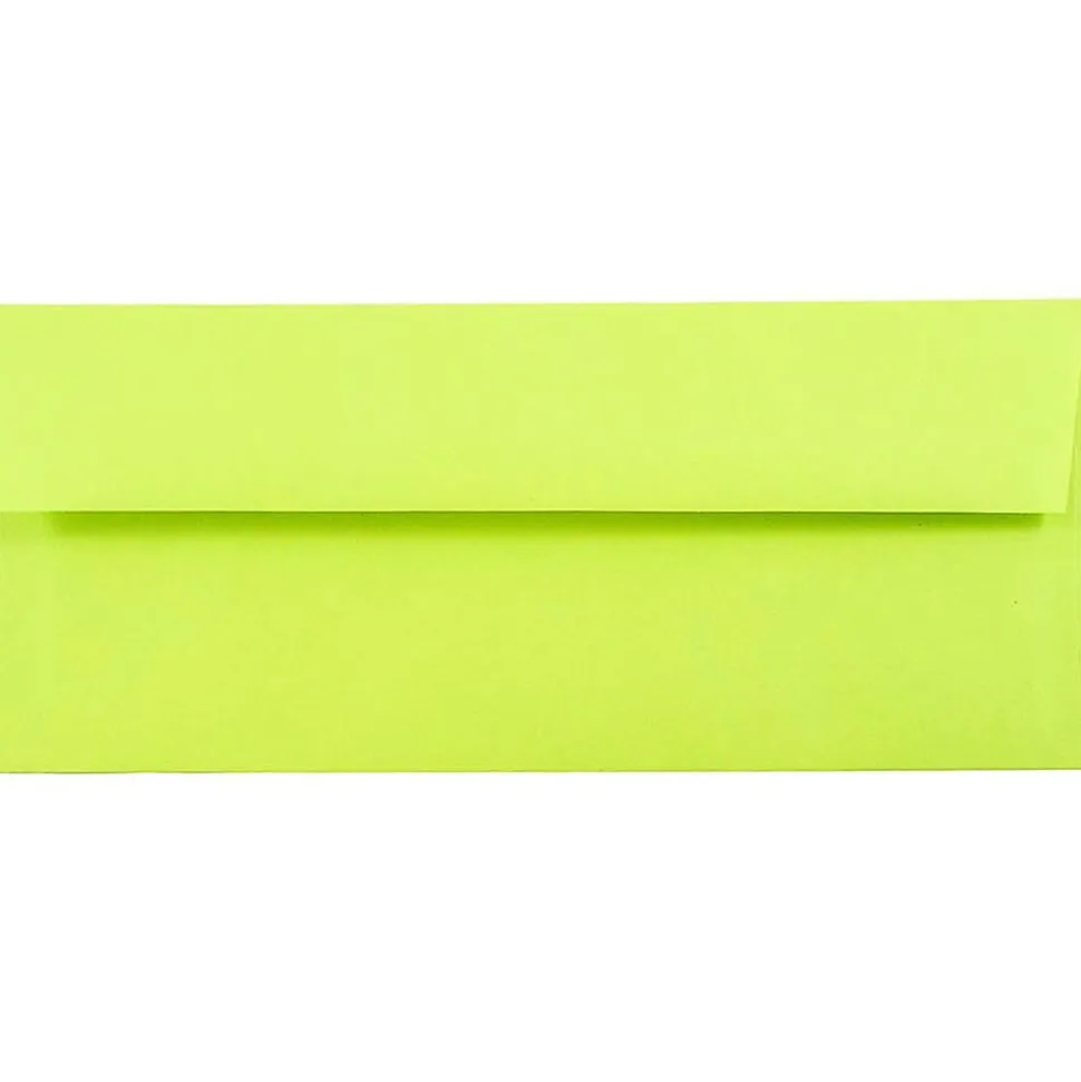 JAM PAPER #10 Business Colored Envelopes, 4 1/8" x 9 1/2", Ultra Lime Green, Pack Of 25