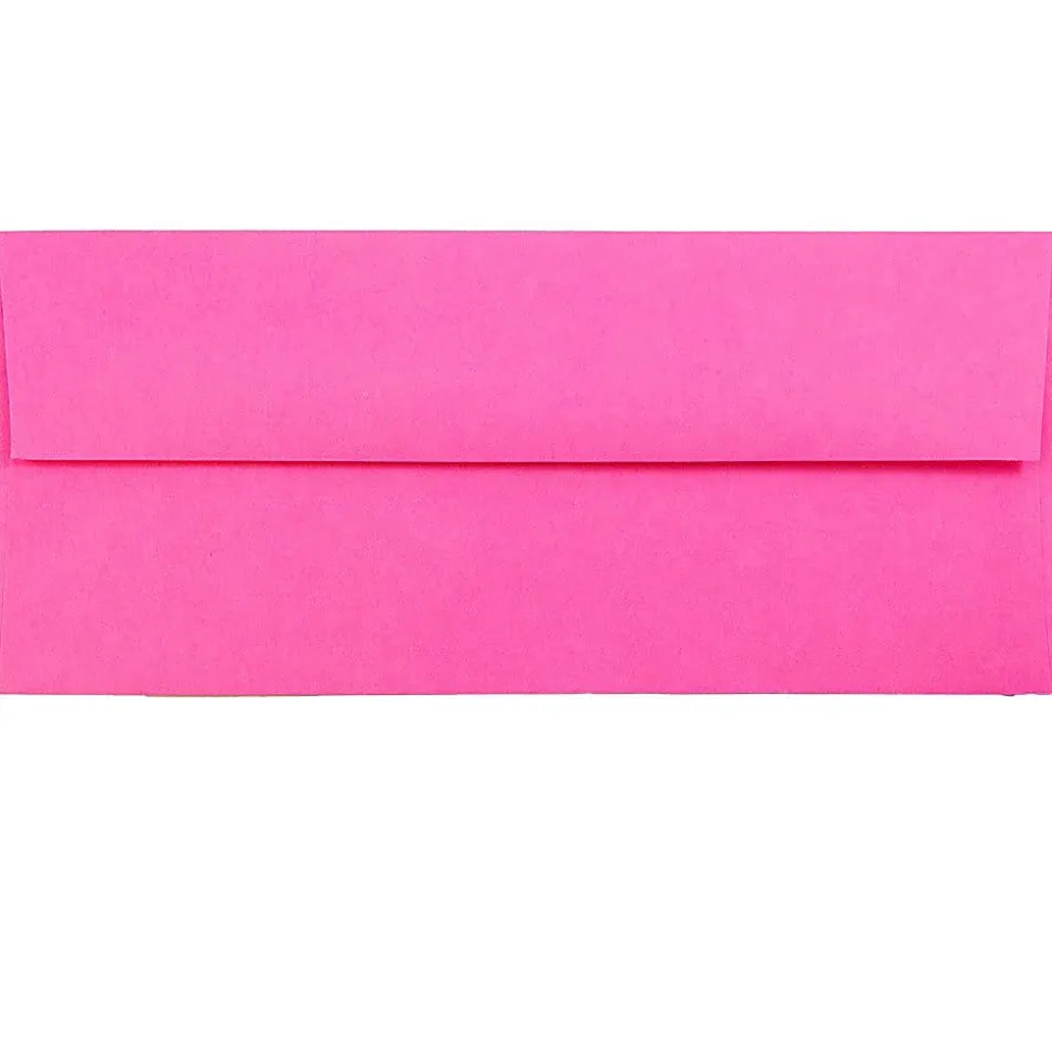 JAM PAPER #10 Business Colored Envelopes, 4 1/8 x 9 1/2, Ultra Fuchsia Hot Pink, 25/Pack