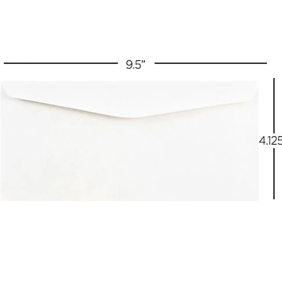 JAM PAPER #10 Business Commercial Envelopes, 4 1/8 x 9 1/2, White, Bulk 500/Box